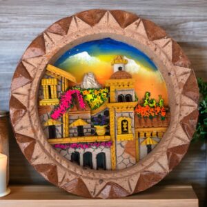 Wall Art 3D In Rock Pomez And Quarry Frame/ Hand Carved And Design In Mexico Unique  Charm And Colorful Folk Wall Art Landscape Painting