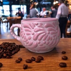 Cappuccino Cup, Mexican Coffee Mug, Puebla Talavera Pottery, Ceramic Thermos Lead-Free