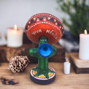 Musician Cactus  Handcrafted Polychrome Vibrantly Painted, Authentic Mexican Folk Art, Home Decor, Hand-Molded and Painted, Artisan Craft