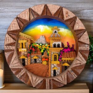 Wall Art 3D In Rock Pomez And Quarry Frame/ Hand Carved And Design In Mexico Unique  Charm And Colorful Folk Wall Art Landscape Painting