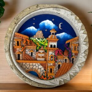 Wall Art 3D In Rock Pomez And Quarry Frame/ Hand Carved And Design In Mexico Unique  Charm And Colorful Folk Wall Art Landscape Painting