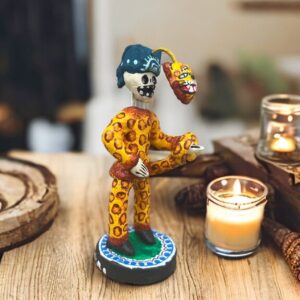 Jaguar Dance Handcrafted Polychrome Vibrantly Painted, Authentic Mexican Folk Art, Unique Home Decor, Hand-Molded and Painted, Artisan Craft