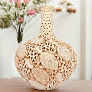 Mexican pottery, Clay plant pot, Pottery luminary, White clay vase, Mexican vase, Mexican clay pot, Oaxaca pottery, White pottery vase