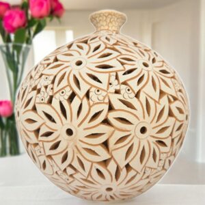 Mexican pottery, Clay plant pot, Pottery luminary, White clay vase, Mexican vase, Mexican clay pot, Oaxaca pottery, White pottery vase