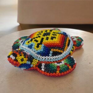 Turtle Statue Huichol Sculpture Of Mexican Folk Art, Turtle Wixarika As A Mexican Decorative Figure , Made Of Resin And Beads