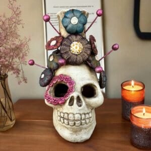 Skull Mini Chimney Michoacan Clay - Artisanal Handcrafted Mexican Decor, Unique Gothic Home Accent Decor, Day of the Dead Cultural Art