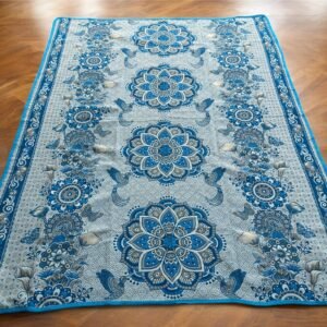 Bed Cover Throw Quilt Hummingbird Mandala Mexican Style Handmade. Soft, Colorful And Warm Blanket For Winter