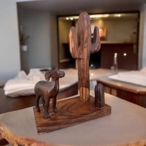 Bighorn Sheep Ironwood Cactus Handcarfted Sculpture In 1 Piece From Desert Sonora Mexico  Palo Fierro Carved Vintage  Rustic  Home Decor