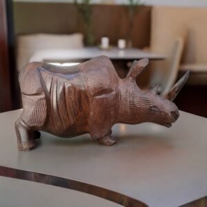 Ironwood Rhino Handcarfted Sculpture In 1 Piece From Desert Sonora Mexico Palo Fierro Carved Vintage  Rustic  Home Decor