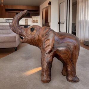 Ironwood Elephant Handcarfted Sculpture In 1 Piece  From Desert Sonora Mexico Palo Fierro Carved Vintage And Rustic  Home Decor