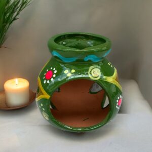 Candleholder Hand-Painted Mexican Clay - Artisan Crafted, Unique Decor, Traditional Pottery, Handmade Gift, Rustic Home Accent, Artisanal