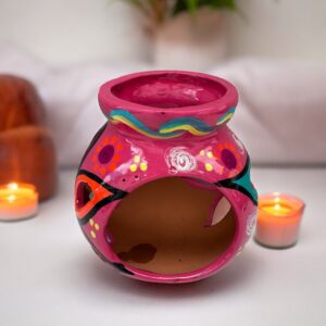 Candleholder Hand-Painted Mexican Clay - Artisan Crafted, Unique Decor, Traditional Pottery, Handmade Gift, Rustic Home Accent, Artisanal