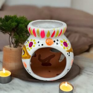 Candleholder Hand-Painted Mexican Clay - Artisan Crafted, Unique Decor, Traditional Pottery, Handmade Gift, Rustic Home Accent, Artisanal