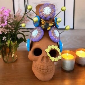 Skull Mini Chimney Michoacan Clay - Artisanal Handcrafted Mexican Decor, Unique Gothic Home Accent Decor, Day of the Dead Cultural Art