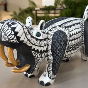 Hippo Statue Mexican Folk Art Alebrije Sculpture, Wooden As Mexican Decoration Figurine, Made Of Wood And Carved By Hand