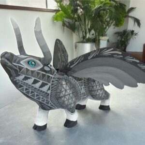 Large Bull Figurine Mexican Folk Art Alebrije Statue Wooden Authentic Oaxaca Artidsns Bull As Mexican Decoration Art Wood Carved By Hand