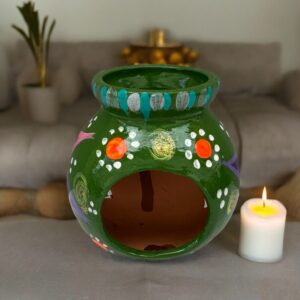 Candleholder Hand-Painted Mexican Clay - Artisan Crafted, Unique Decor, Traditional Pottery, Handmade Gift, Rustic Home Accent, Artisanal