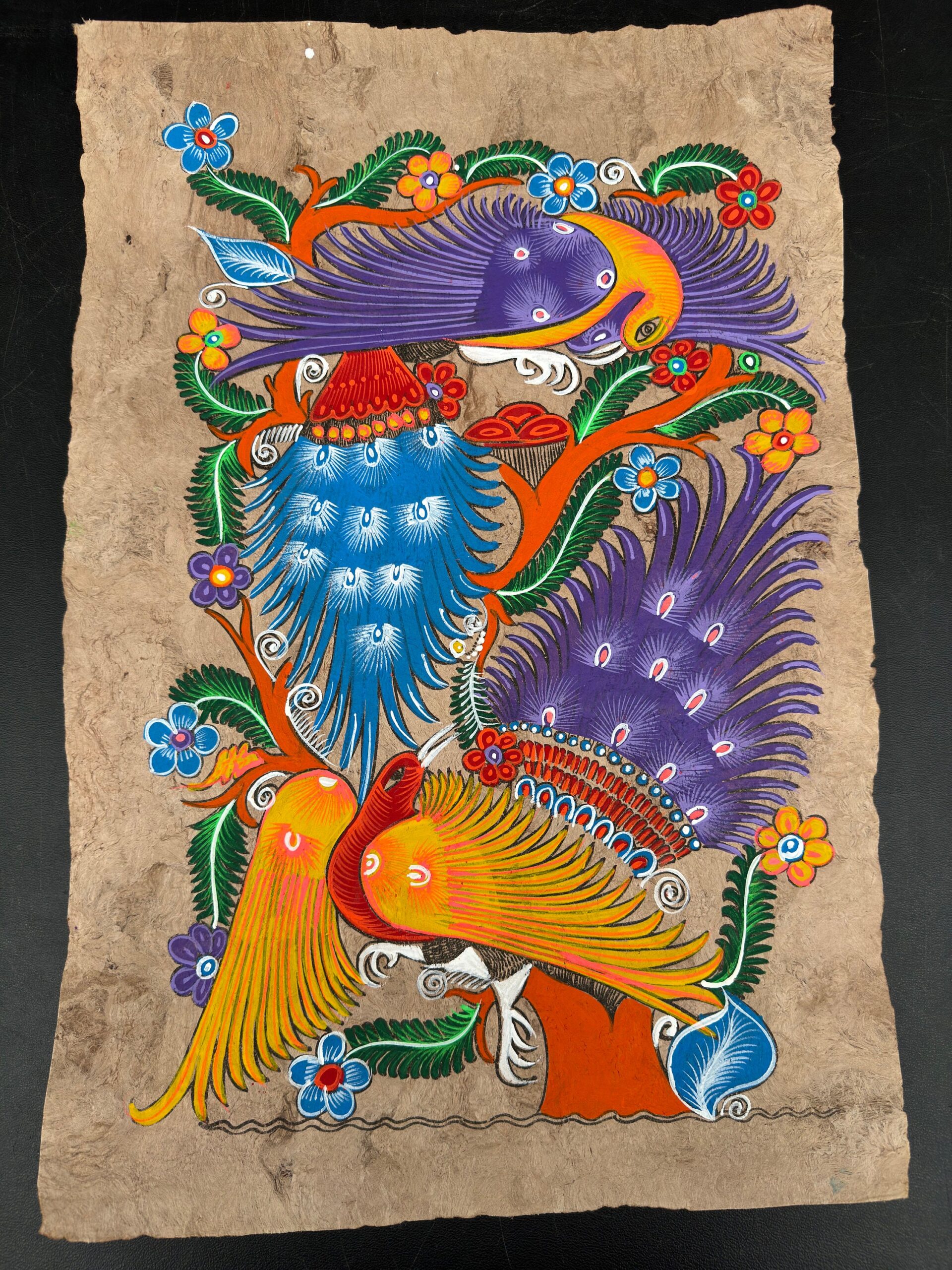 Bird painting painted on amate paper, original amate paintings in Mexican art, acrylic painting / Mexican painting authentic artisans - Image 2