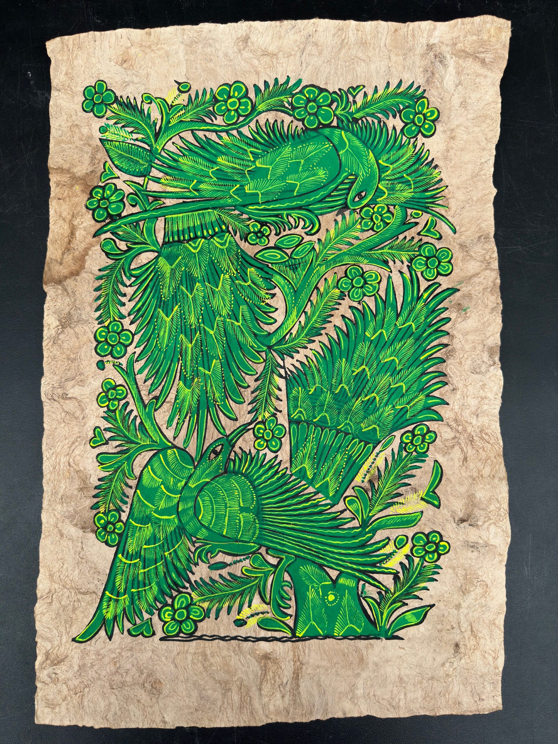 Bird painting painted on amate paper, original amate paintings in Mexican art, acrylic painting / Mexican painting authentic artisans - Image 2