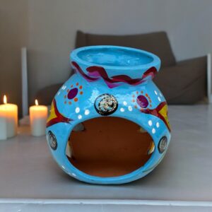 Candleholder Hand-Painted Mexican Clay - Artisan Crafted, Unique Decor, Traditional Pottery, Handmade Gift, Rustic Home Accent, Artisanal