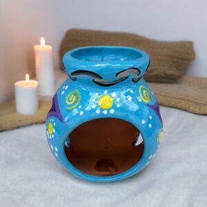 Candleholder Hand-Painted Mexican Clay - Artisan Crafted, Unique Decor, Traditional Pottery, Handmade Gift, Rustic Home Accent, Artisanal