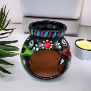 Candleholder Hand-Painted Mexican Clay - Artisan Crafted, Unique Decor, Traditional Pottery, Handmade Gift, Rustic Home Accent, Artisanal