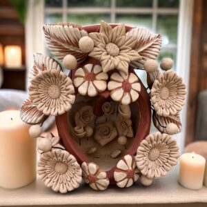 Filigrana Clay Mini Chimney, Candle Holder Artistic  Oaxaca México By Artisans Handmade Crafts, Home Decor Folk Art,  Pastillaje Technique