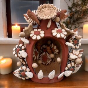 Filigrana Clay Mini Chimney, Candle Holder Artistic  Oaxaca México By Artisans Handmade Crafts, Home Decor Folk Art,  Pastillaje Technique