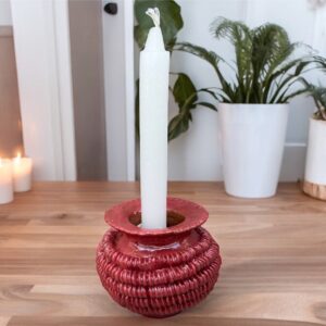 Clay Candle Holder from Michoacán Mexico,  Capula Clay Handmade Unique Traditional Pottery Candlestick, Perfect for Home Decor