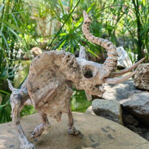 Elephant Sculpture Mexican Folk Art Alebrije Figurine, Wooden As Mexican Decoration Statue, Made Of Wood And Carved By Hand