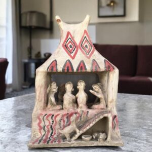 Tlahtocan Council Of Elders  Mexican Clay Sculpture, Aztec God of Death Folk Art, Pre-Hispanic Skeleton Figure, Day of the Dead