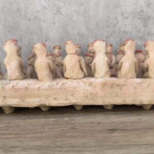 Juego de La Pelota “Ball Game” Ancient Culture  Mexican Clay Sculpture, Aztec God of Death Folk Art, Pre-Hispanic Figure