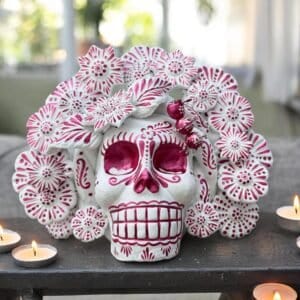 Sugar skull, Catrina, Day of the Dead Ornaments, Skull As Mexican Decoration, Human Skull Sculpture, Wall  Home Decor Handcrafted