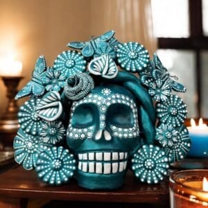 Sugar skull, Catrina, Day of the Dead Ornaments, Skull As Mexican Decoration, Human Skull Sculpture, Wall  Home Decor Handcrafted