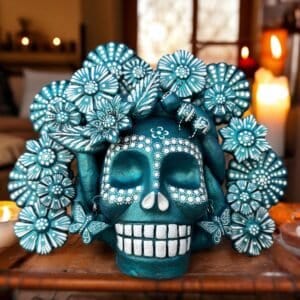Sugar skull, Catrina, Day of the Dead Ornaments, Skull As Mexican Decoration, Human Skull Sculpture, Wall  Home Decor Handcrafted