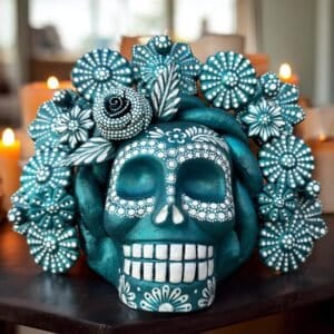 Sugar skull, Catrina, Day of the Dead Ornaments, Skull As Mexican Decoration, Human Skull Sculpture, Wall  Home Decor Handcrafted