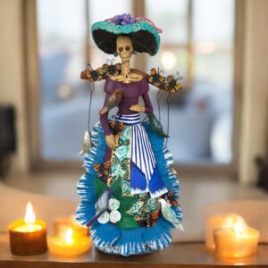 10.5” Catrina, Frida Kahlo Doll, Day of the dead, Human skeleton, Mexican decorations, Sugar skull