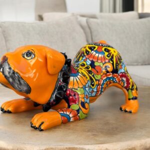 Talavera English Bullgod, Ceramic dog, Talavera pottery, Mexican pottery, English Bullgod statue, Dog sculpture