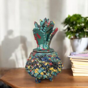 Mexican pottery, Pineapple decor, Mexican decoration, Pineapple sculpture, Glazed clay pineapple, Pottery from Michoacan