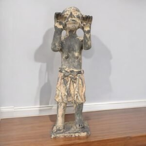 Mictlan  Mexican Clay Sculpture of Mictlantecuhtli, Aztec God of Death Folk Art, Pre-Hispanic Skeleton Figure, Day of the Dead