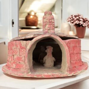 Temazcal Ancient Culture  Mexican Clay Sculpture, Aztec God of Death Folk Art, Pre-Hispanic Figure