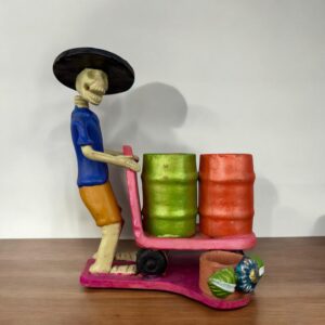 Catrín  Michoacán Original Clay Handcrafted Frida Kahlo Doll, Day Of The Dead, Human Skeleton, Mexican Decorations, Sugar Skull