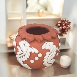 Embroidered Clay Vase From Oaxaca México Home Decor Handcrafted Jarron Barro Bordado Oaxaca Handmade Unique Designs From Artisans