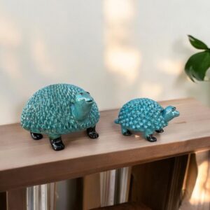 Michoacan Sheep (2) Glazed, Home Decoration, Made Of Clay Original Craftsman Mexican Culture, Glazed Clay Sculpture, Pottery  Michoacan