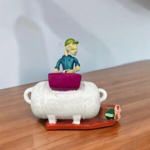 Catrín  Michoacán Original Clay Handcrafted Frida Kahlo Doll, Day Of The Dead, Human Skeleton, Mexican Decorations, Sugar Skull