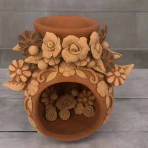 Filigrana Clay Mini Chimney, Candle Holder Artistic  Oaxaca México By Artisans Handmade Crafts, Home Decor Folk Art,  Pastillaje Technique