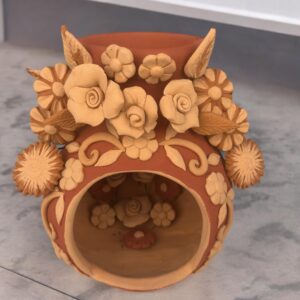 Filigrana Clay Mini Chimney, Candle Holder Artistic  Oaxaca México By Artisans Handmade Crafts, Home Decor Folk Art,  Pastillaje Technique