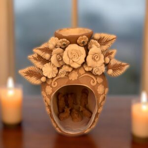 Nacimiento Filigrana Clay Mini Chimney, Candle Holder Day Of Birth Artistic  Oaxaca Artisans Handmade, Home Decor Folk Art,  Pastillaje Art