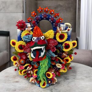 Quetzalcóatl  Candle Holder, Tree of life, Candelabra, Arbol de la vida, Mexican Pottery, Mexican Candelabra 8” High