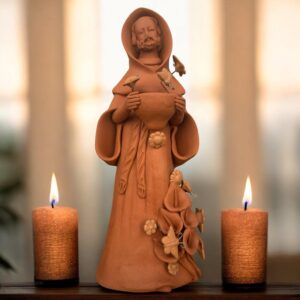 San Francisco  Clay Statue of Saint Francis of Assisi – San Francisco de Asís Religious Sculpture Santo Home Decor Michoacan Handmade Mexico